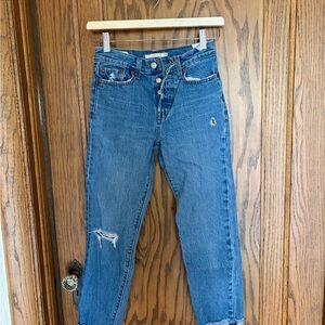 Levi's Blue Cropped Distressed Jeans